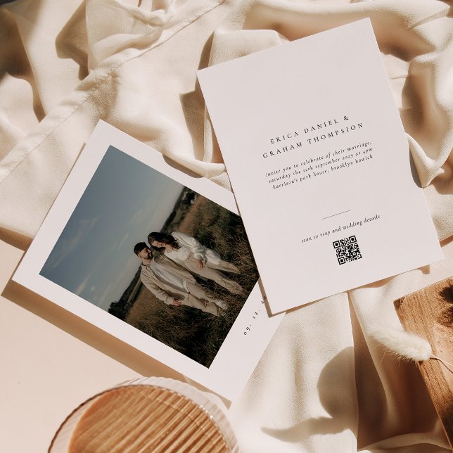 Classic Formal QR Code Wedding Photo Invitation Einladung (Von Creator hochgeladen)