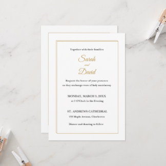 Classic Formal Wedding Invitation. Gold Caligraphy Einladung