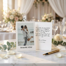 Classic Formal Wedding Photo Thank You Card Dankeskarte