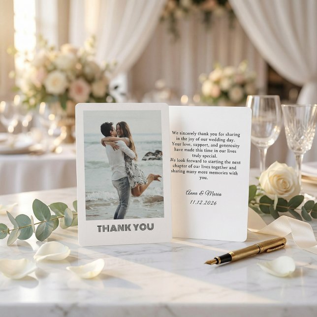 Classic Formal Wedding Photo Thank You Card Dankeskarte (Von Creator hochgeladen)