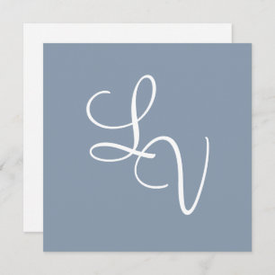 Classic formale Monogram Dusty Blue Wedding Save The Date