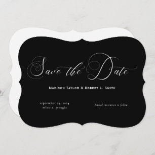 Classic formale Solid Black Calligraphy Wedding Save The Date