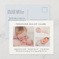 Classic Foto Collage Blue Handsome Boy Birth Anno