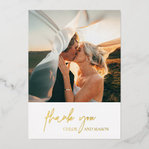 Classic Foto Elegant Wedding Vielen Dank Folieneinladung