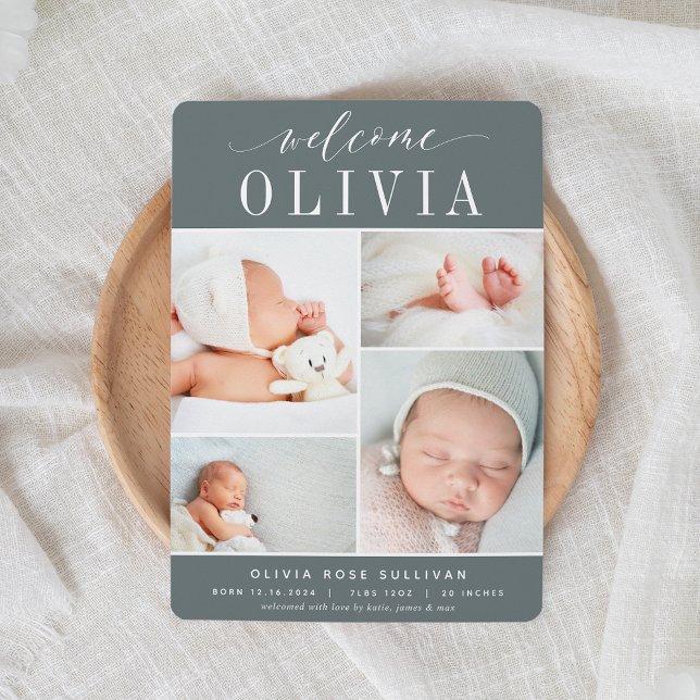 Classic Four | Foto Collage Birth Ankündigung (Von Creator hochgeladen)