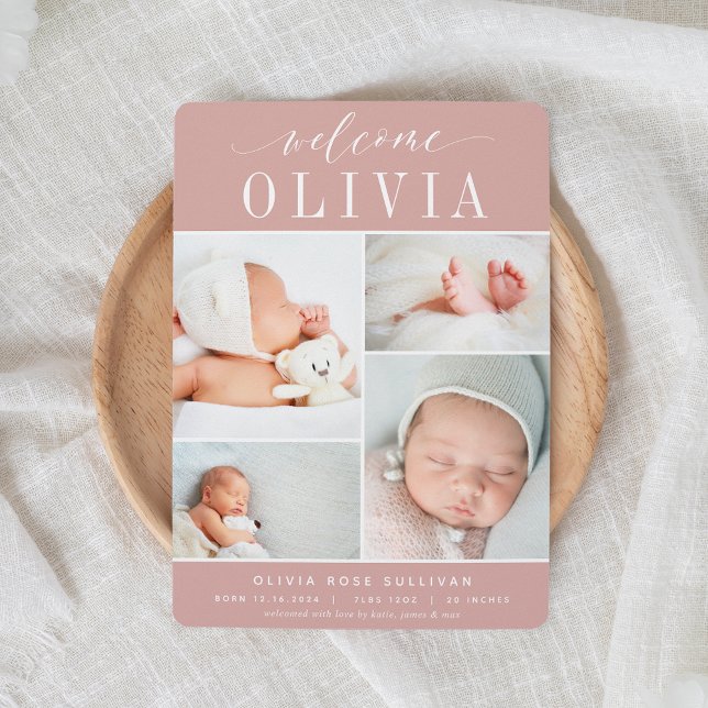 Classic Four | Foto Collage Birth Ankündigung (Von Creator hochgeladen)