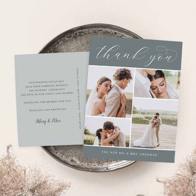 Classic Four | Multi Foto Wedding Vielen Dank Postkarte (Von Creator hochgeladen)