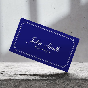 Classic Frame Dark Blue Plumbing Business Card Visitenkarte