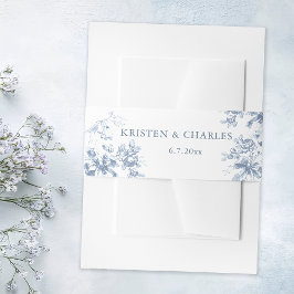 Classic French Blue Flowers & Ribbons Wedding Einladungsbanderole