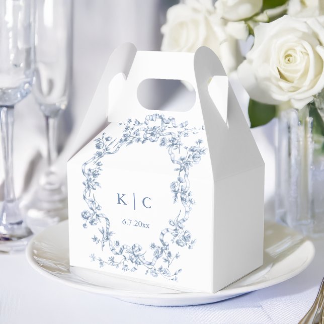 Classic French Blue Flowers & Ribbons Wedding Geschenkschachtel (Von Creator hochgeladen)