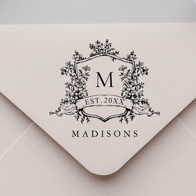 Classic French Floral Crest Monogram Gummistempel (Von Creator hochgeladen)