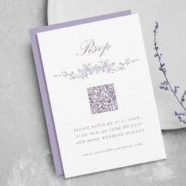 Classic French Lavender Floral Border Wedding RSVP Einladung