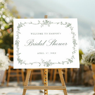 Classic French Sage Green Brautparty Willkommen Poster