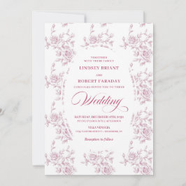 Classic French Toile Roses Wedding Invitation Einladung