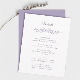 Classic French Victorian Lavender Wedding Details Begleitkarte