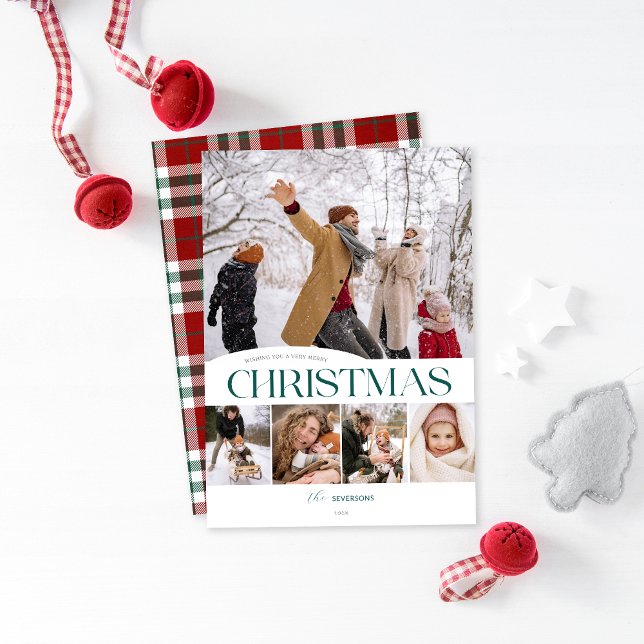 Classic Frohe Weihnachten 5 Foto Weihnachtskarte (5 photo Holiday Christmas card)