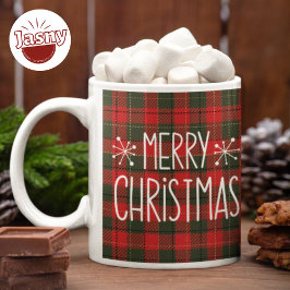 Classic Frohe Weihnachten auf Flanell Hintergrund Zweifarbige Tasse