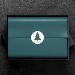 Classic Frohe Weihnachten Bold Kelly Green Tree Runder Aufkleber
