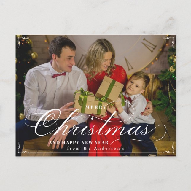 Classic Frohe Weihnachten Glück Neues Jahr Foto Postkarte (Vorderseite)