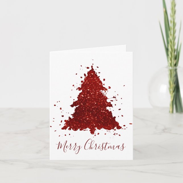 Classic Frohe Weihnachten | Rich Crimson Red Tree (Vorderseite)