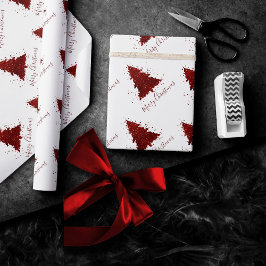 Classic Frohe Weihnachten | Rich Crimson Red Tree Geschenkpapier