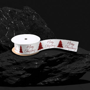 Classic Frohe Weihnachten Rich Crimson Red Tree Satinband