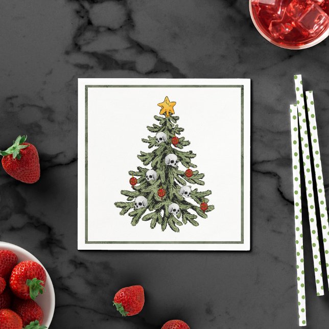 Classic Frohe Weihnachten | Rich Crimson Red Tree Serviette (Von Creator hochgeladen)