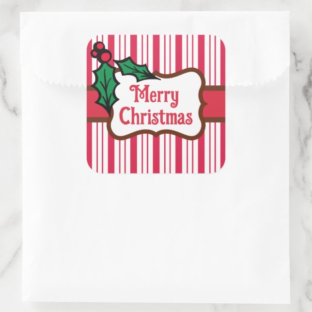 Classic Frohe Weihnachts Peppermint Stickers (Tasche)