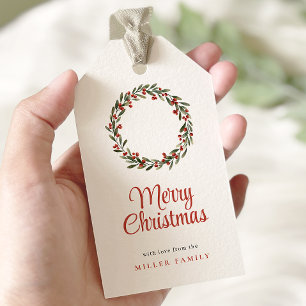 Classic Frohe Weihnachtsfeier Wreath Geschenkanhänger