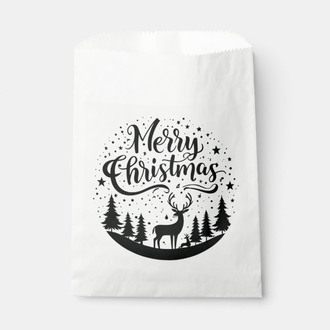 Classic Frory Christmas Deer and Tree Design Art Geschenktütchen (Vorderseite)