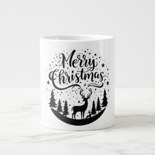Classic Frory Christmas Deer and Tree Design Art Jumbo-Tasse