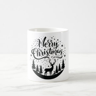Classic Frory Christmas Deer and Tree Design Art Kaffeetasse