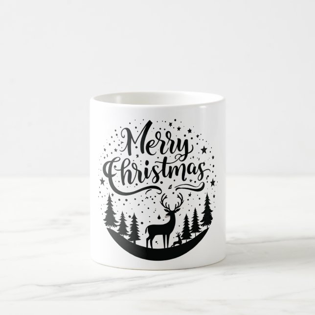 Classic Frory Christmas Deer and Tree Design Art Kaffeetasse (Mittel)