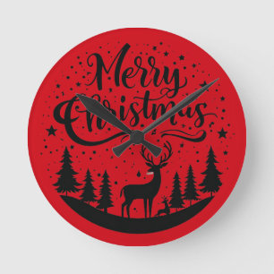 Classic Frory Christmas Deer and Tree Design Art Runde Wanduhr