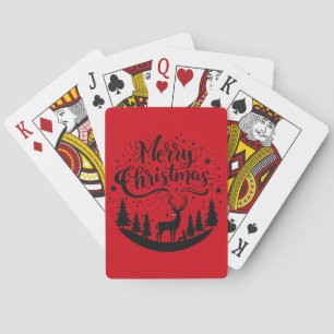 Classic Frory Christmas Deer and Tree Design Art Spielkarten