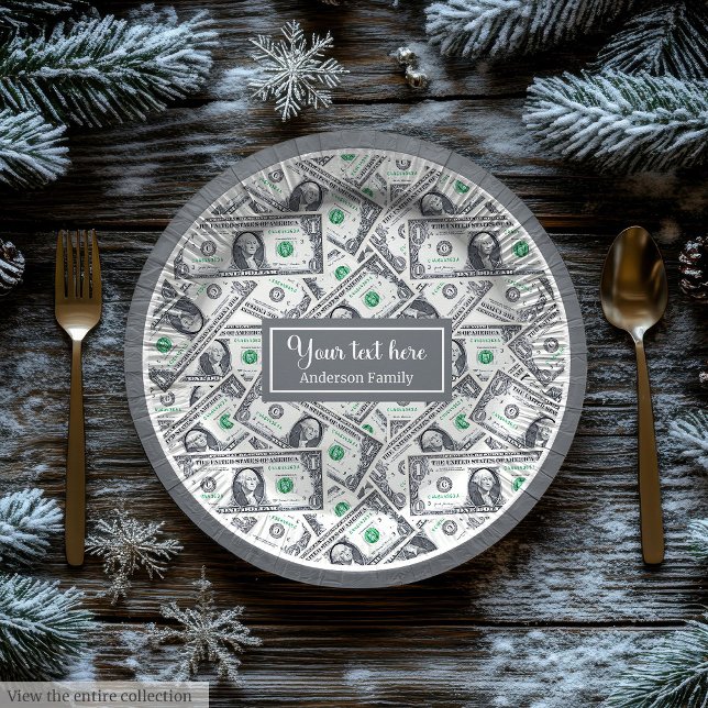 Classic funny gift dollar pattern personalized pappteller (Funny gift modern dollar pattern personalized wrap)