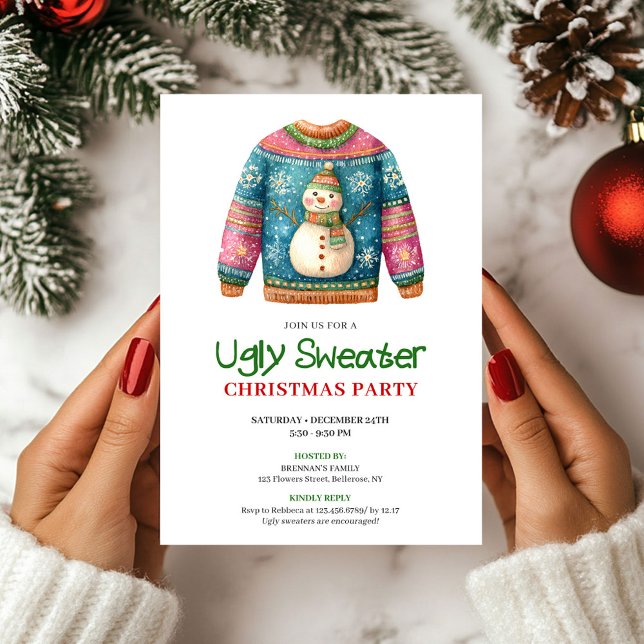 Classic Funny Ugly Sweater Xmas Party Invite Einladung (Classic Funny Ugly Sweater Xmas Party Invite)