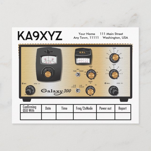 Classic Galaxy 300 Radio Transceiver QSL Postkarte (Vorderseite)