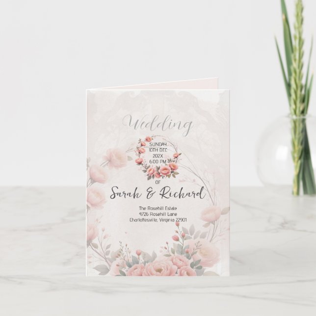 Classic Garden Bright White Folded Wedding Program Dankeskarte (Vorderseite)