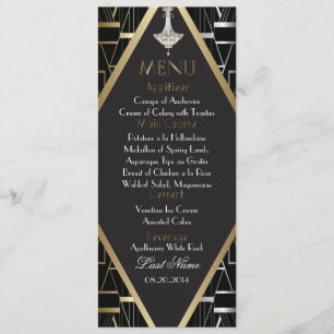 Classic Gatsby Deko Wedding Menu Chandelier Menükarte