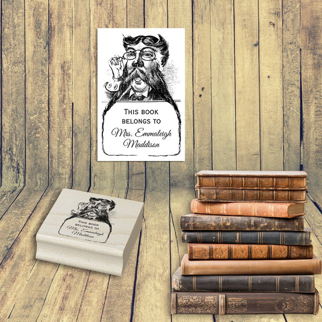 Classic Gent Librarian Vintag Mustache Männchen Gummistempel (Von Creator hochgeladen)