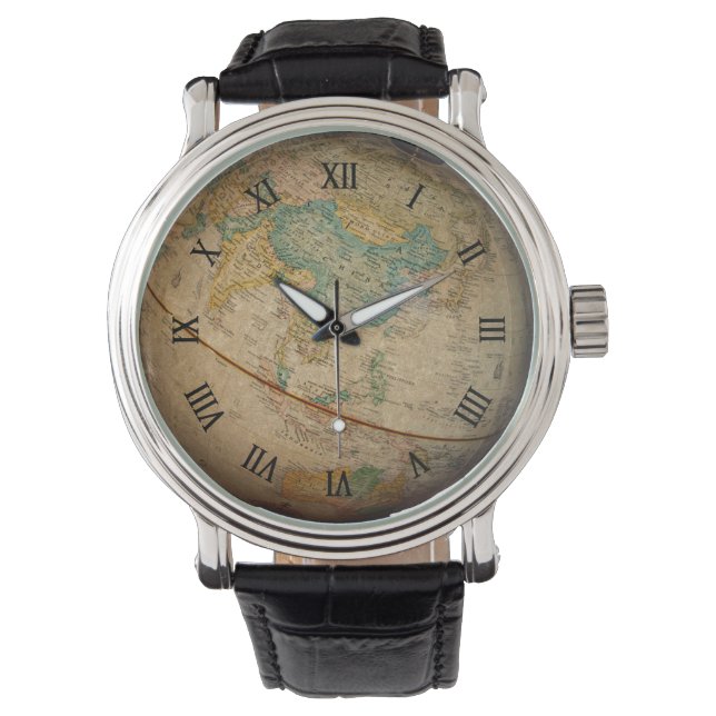 Classic Geographical Globe Artwork Armbanduhr (Vorderseite)