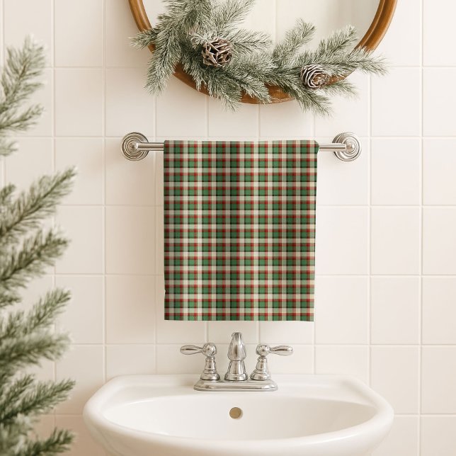 Classic Gift Towel Red Green Plaid for Christmas Badhandtuch Set (Classic Gift Towel Red Green Plaid for Christmas)