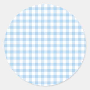 Classic Gingham Baby Blue Runder Aufkleber