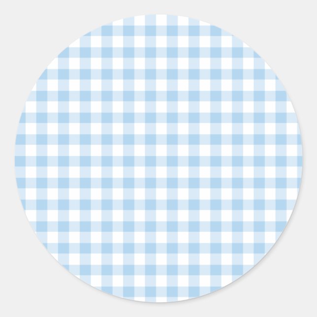 Classic Gingham Baby Blue Runder Aufkleber (Vorderseite)