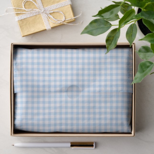 Classic Gingham Baby Blue Seidenpapier (Geschenk)