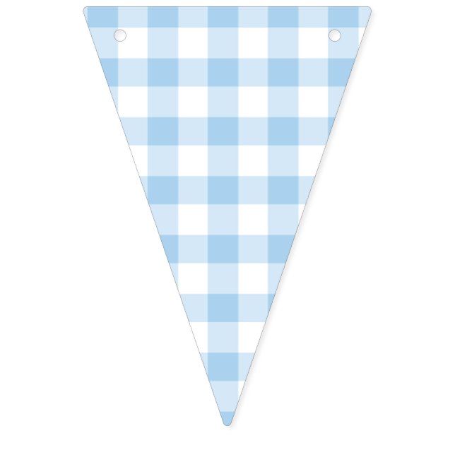 Classic Gingham Baby Blue Wimpelkette (Erste Fahne)