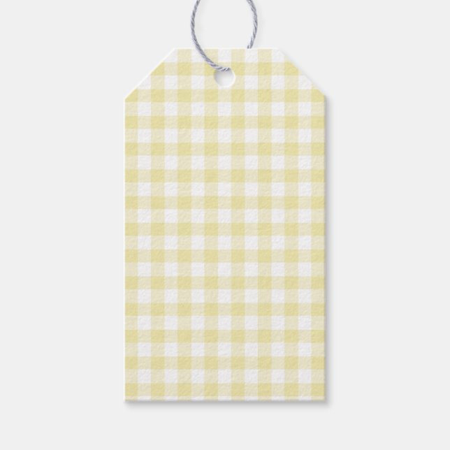 Classic Gingham Butter Yellow Geschenkanhänger (Vorderseite)