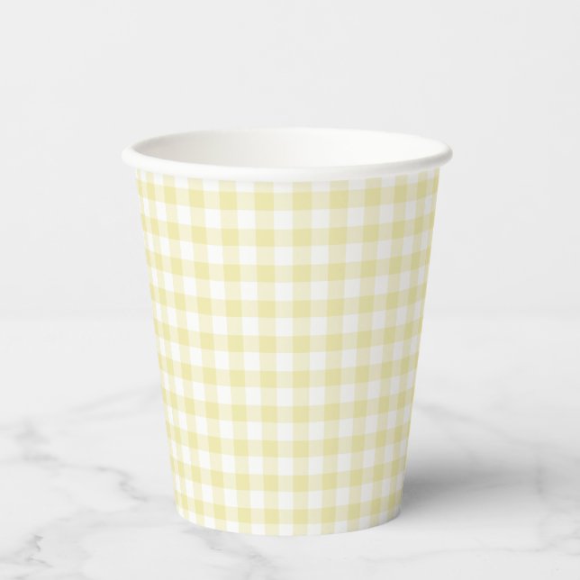 Classic Gingham Butter Yellow Pappbecher (Vorderseite)