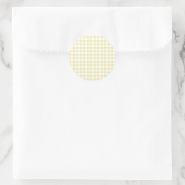 Classic Gingham Butter Yellow Runder Aufkleber (Tasche)